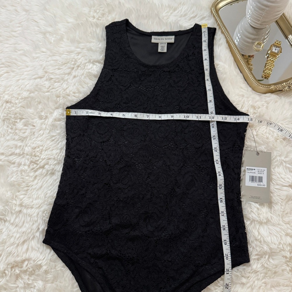 Thalia Sodi Womens Black Floral Lace Sleeveless Bodysuit TAUP0336 Size S - Picture 4 of 6